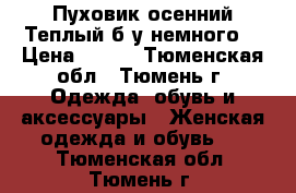 Пуховик осенний.Теплый б.у немного. › Цена ­ 500 - Тюменская обл., Тюмень г. Одежда, обувь и аксессуары » Женская одежда и обувь   . Тюменская обл.,Тюмень г.